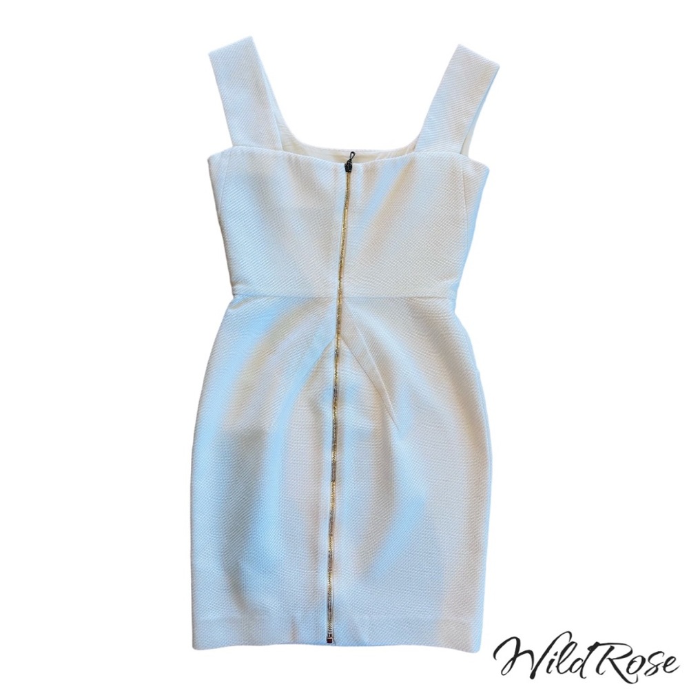 ROLAND MOURET WHITE FITTED SHEATH DRESS SZ 8 - Picture 9 of 17